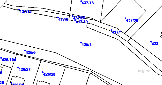 Parcela st. 425/4 v KÚ Lhota u Dobřan, Katastrální mapa