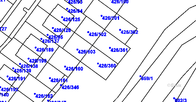 Parcela st. 426/68 v KÚ Lhota u Dobřan, Katastrální mapa
