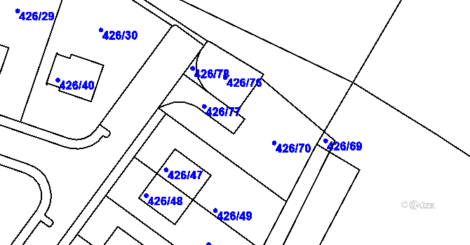 Parcela st. 426/70 v KÚ Lhota u Dobřan, Katastrální mapa