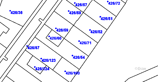 Parcela st. 426/71 v KÚ Lhota u Dobřan, Katastrální mapa