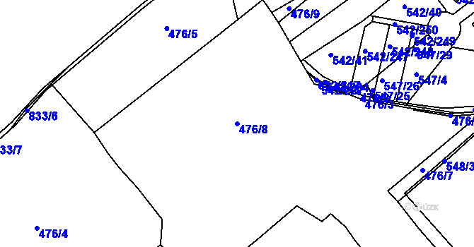 Parcela st. 476/8 v KÚ Lhota u Dobřan, Katastrální mapa
