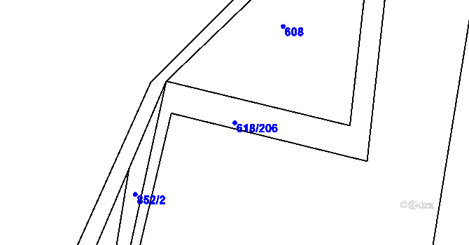 Parcela st. 618/206 v KÚ Lhota u Dobřan, Katastrální mapa