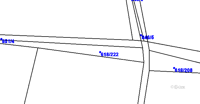 Parcela st. 618/222 v KÚ Lhota u Dobřan, Katastrální mapa