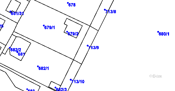 Parcela st. 713/9 v KÚ Lhota u Dobřan, Katastrální mapa
