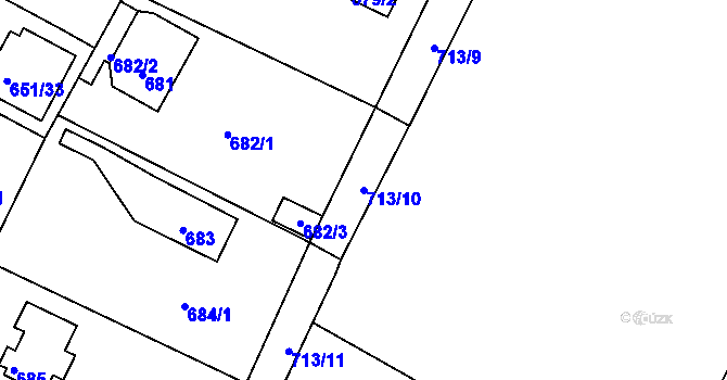 Parcela st. 713/10 v KÚ Lhota u Dobřan, Katastrální mapa