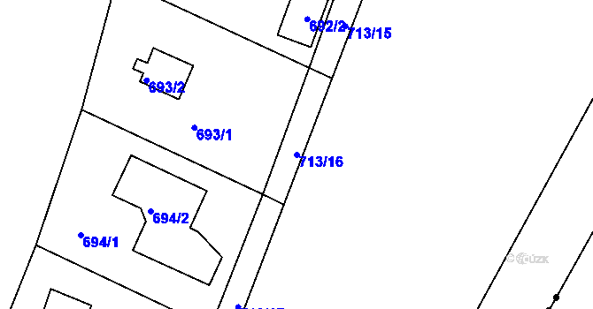 Parcela st. 713/16 v KÚ Lhota u Dobřan, Katastrální mapa