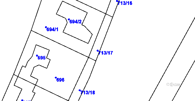 Parcela st. 713/17 v KÚ Lhota u Dobřan, Katastrální mapa