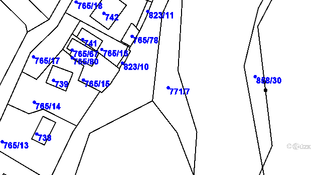 Parcela st. 771/7 v KÚ Lhota u Dobřan, Katastrální mapa