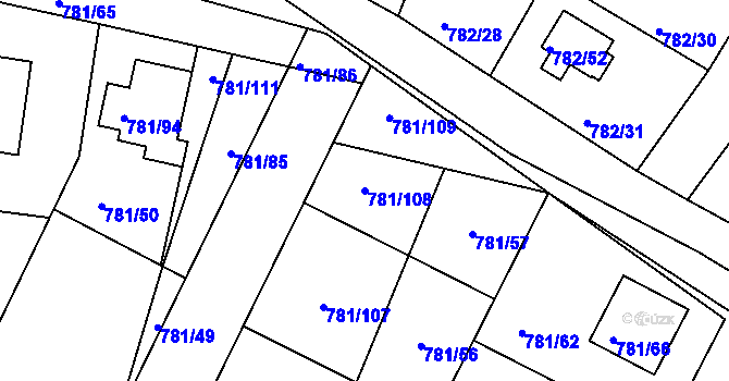 Parcela st. 781/108 v KÚ Lhota u Dobřan, Katastrální mapa