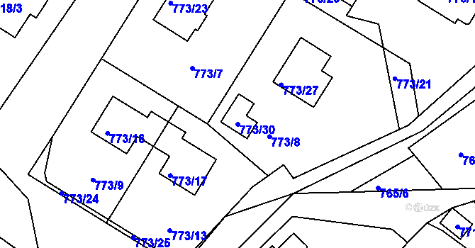 Parcela st. 773/30 v KÚ Lhota u Dobřan, Katastrální mapa