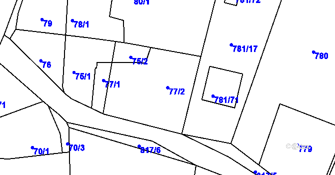 Parcela st. 77/2 v KÚ Lhota u Dobřan, Katastrální mapa