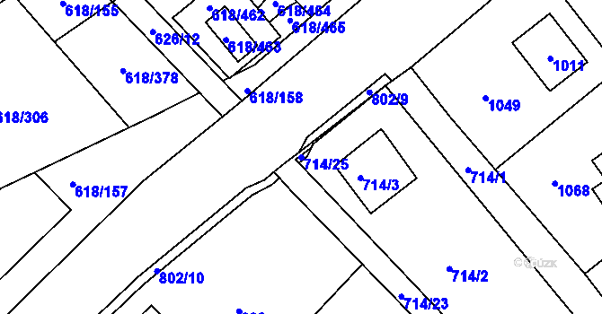 Parcela st. 714/25 v KÚ Lhota u Dobřan, Katastrální mapa