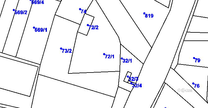 Parcela st. 72/1 v KÚ Lhota u Dobřan, Katastrální mapa