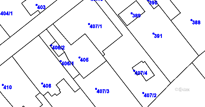 Parcela st. 407/6 v KÚ Lhota u Dobřan, Katastrální mapa