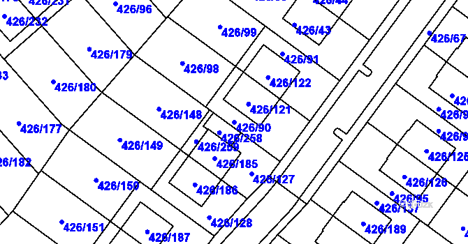Parcela st. 426/90 v KÚ Lhota u Dobřan, Katastrální mapa