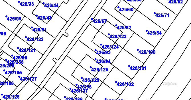 Parcela st. 426/93 v KÚ Lhota u Dobřan, Katastrální mapa