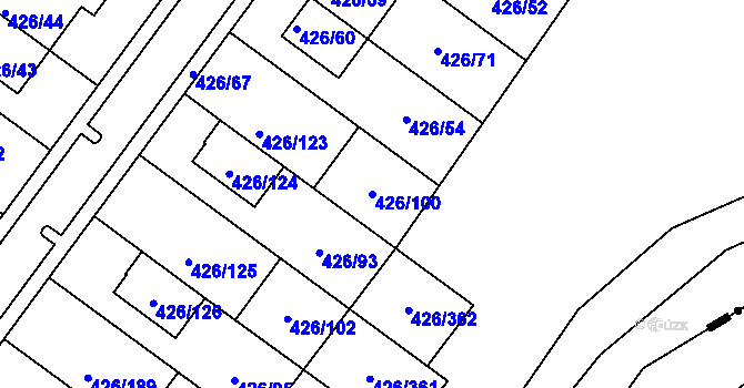 Parcela st. 426/100 v KÚ Lhota u Dobřan, Katastrální mapa