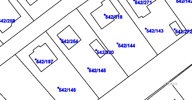 Parcela st. 542/320 v KÚ Lhota u Dobřan, Katastrální mapa