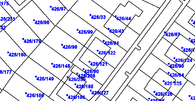 Parcela st. 426/122 v KÚ Lhota u Dobřan, Katastrální mapa
