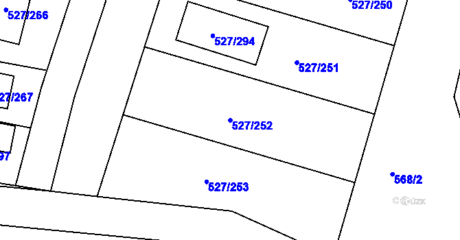 Parcela st. 527/252 v KÚ Lhota u Dobřan, Katastrální mapa