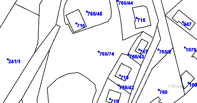 Parcela st. 765/74 v KÚ Lhota u Dobřan, Katastrální mapa