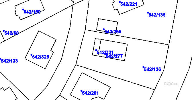 Parcela st. 542/321 v KÚ Lhota u Dobřan, Katastrální mapa