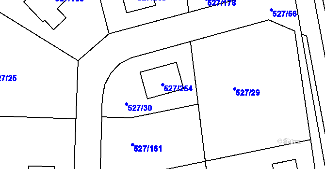 Parcela st. 527/254 v KÚ Lhota u Dobřan, Katastrální mapa