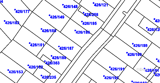 Parcela st. 426/128 v KÚ Lhota u Dobřan, Katastrální mapa