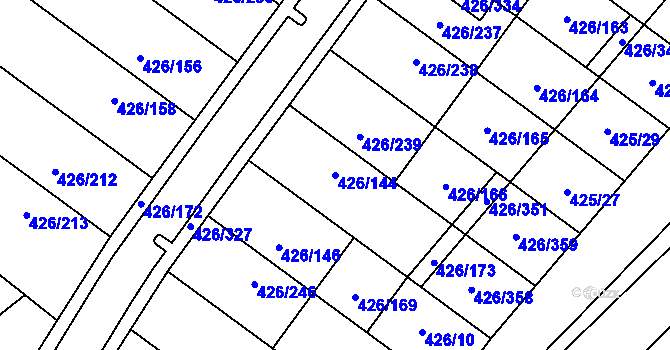 Parcela st. 426/144 v KÚ Lhota u Dobřan, Katastrální mapa