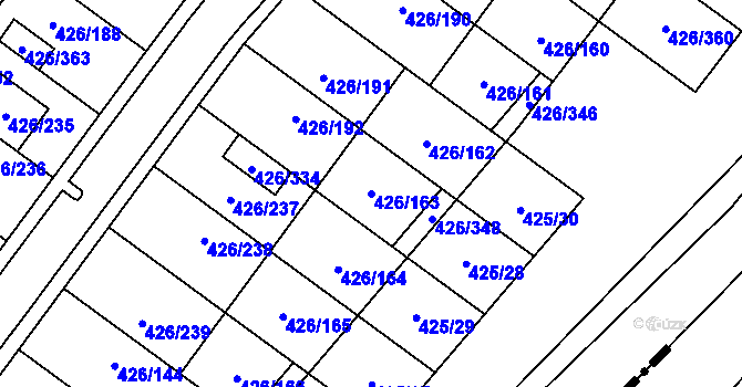 Parcela st. 426/163 v KÚ Lhota u Dobřan, Katastrální mapa