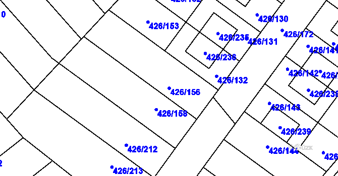 Parcela st. 426/156 v KÚ Lhota u Dobřan, Katastrální mapa