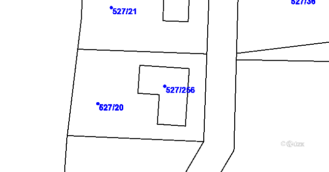 Parcela st. 527/256 v KÚ Lhota u Dobřan, Katastrální mapa