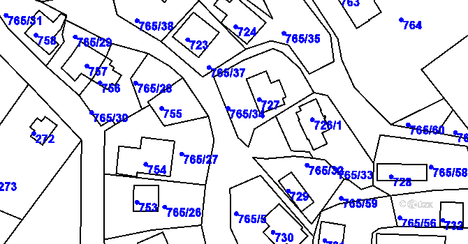 Parcela st. 765/77 v KÚ Lhota u Dobřan, Katastrální mapa