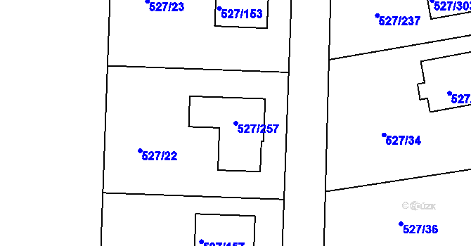 Parcela st. 527/257 v KÚ Lhota u Dobřan, Katastrální mapa