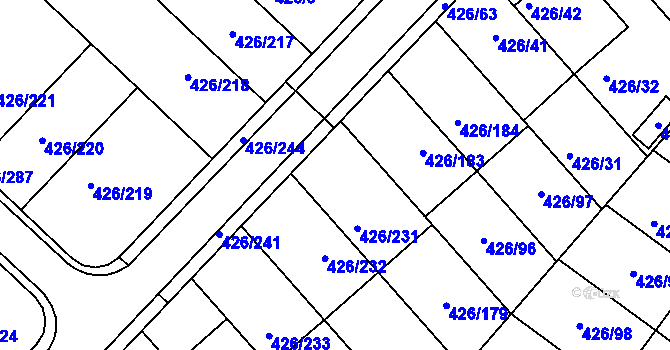 Parcela st. 426/175 v KÚ Lhota u Dobřan, Katastrální mapa