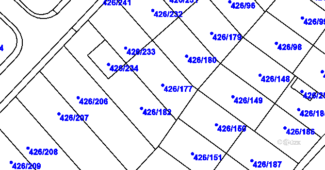 Parcela st. 426/177 v KÚ Lhota u Dobřan, Katastrální mapa