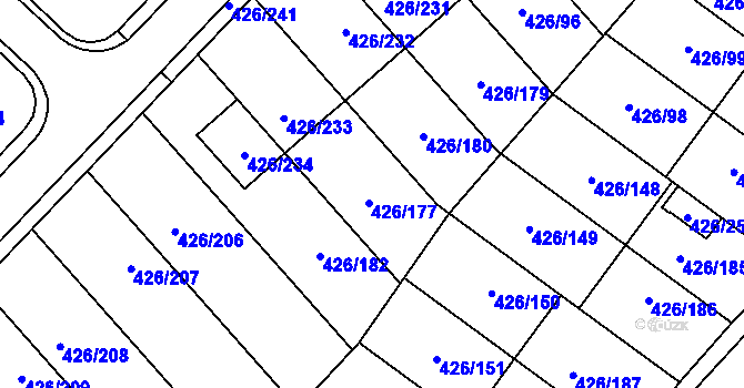 Parcela st. 426/181 v KÚ Lhota u Dobřan, Katastrální mapa