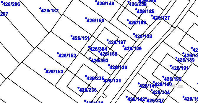 Parcela st. 426/188 v KÚ Lhota u Dobřan, Katastrální mapa