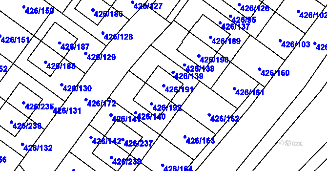 Parcela st. 426/191 v KÚ Lhota u Dobřan, Katastrální mapa