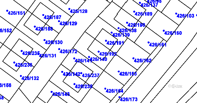 Parcela st. 426/192 v KÚ Lhota u Dobřan, Katastrální mapa