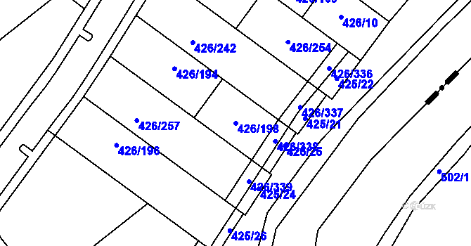 Parcela st. 426/198 v KÚ Lhota u Dobřan, Katastrální mapa