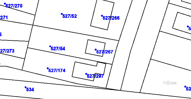 Parcela st. 527/267 v KÚ Lhota u Dobřan, Katastrální mapa