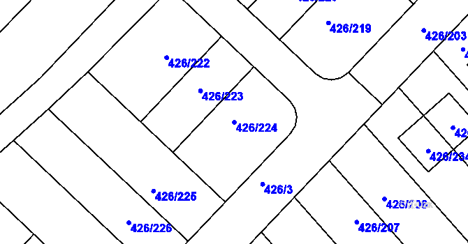 Parcela st. 426/224 v KÚ Lhota u Dobřan, Katastrální mapa