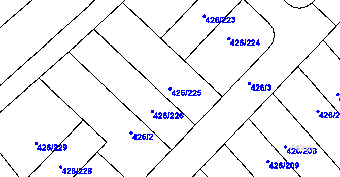 Parcela st. 426/225 v KÚ Lhota u Dobřan, Katastrální mapa