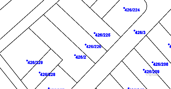 Parcela st. 426/226 v KÚ Lhota u Dobřan, Katastrální mapa
