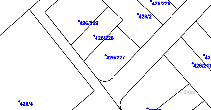 Parcela st. 426/227 v KÚ Lhota u Dobřan, Katastrální mapa