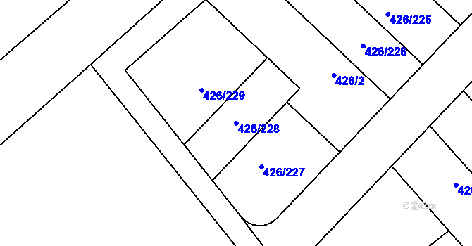 Parcela st. 426/228 v KÚ Lhota u Dobřan, Katastrální mapa