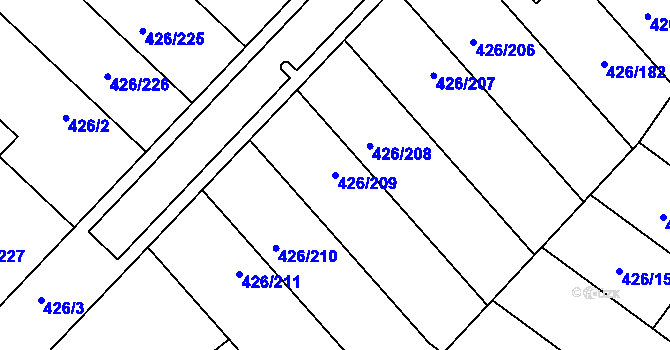 Parcela st. 426/209 v KÚ Lhota u Dobřan, Katastrální mapa