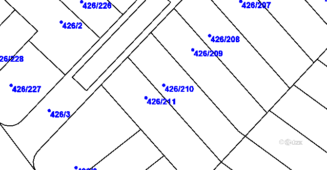 Parcela st. 426/210 v KÚ Lhota u Dobřan, Katastrální mapa
