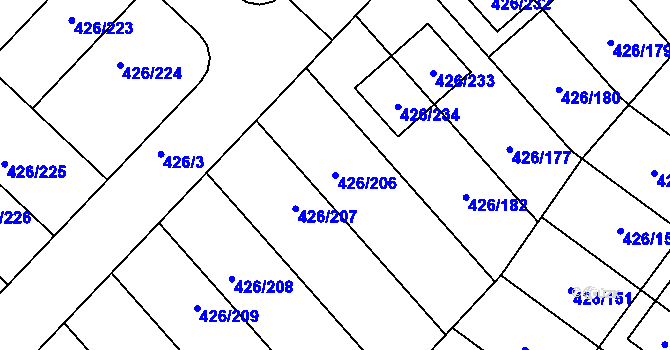 Parcela st. 426/206 v KÚ Lhota u Dobřan, Katastrální mapa